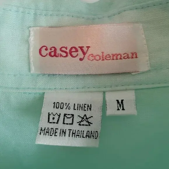 Casey Coleman Linen Shirt Womens Size Medium Embroidered Sea Turtles Resort - Picture 5 of 9
